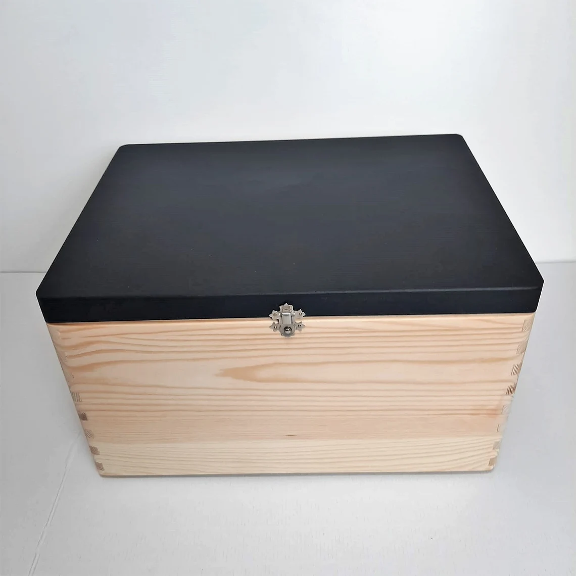 Large Wooden Storage Box With Chalk Painted Lid - 40cm x 30cm x 23cm