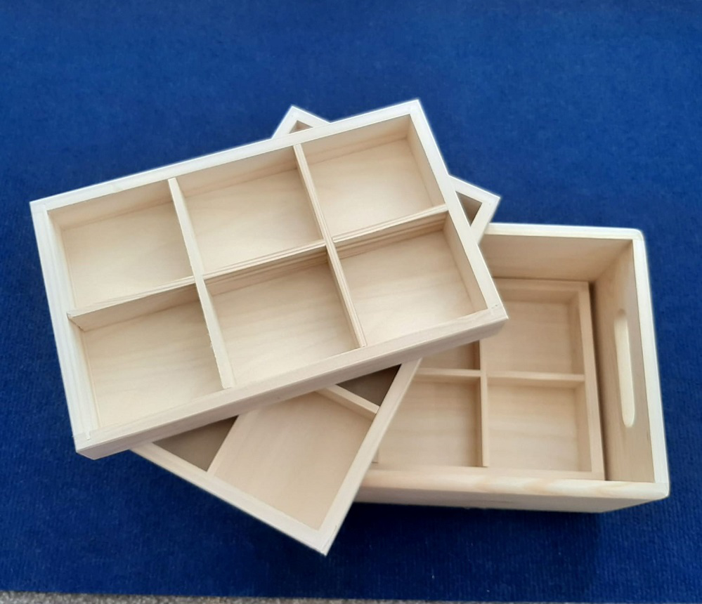 Lidless Wooden Storage Box with Handles and Dividers - Dividers 2