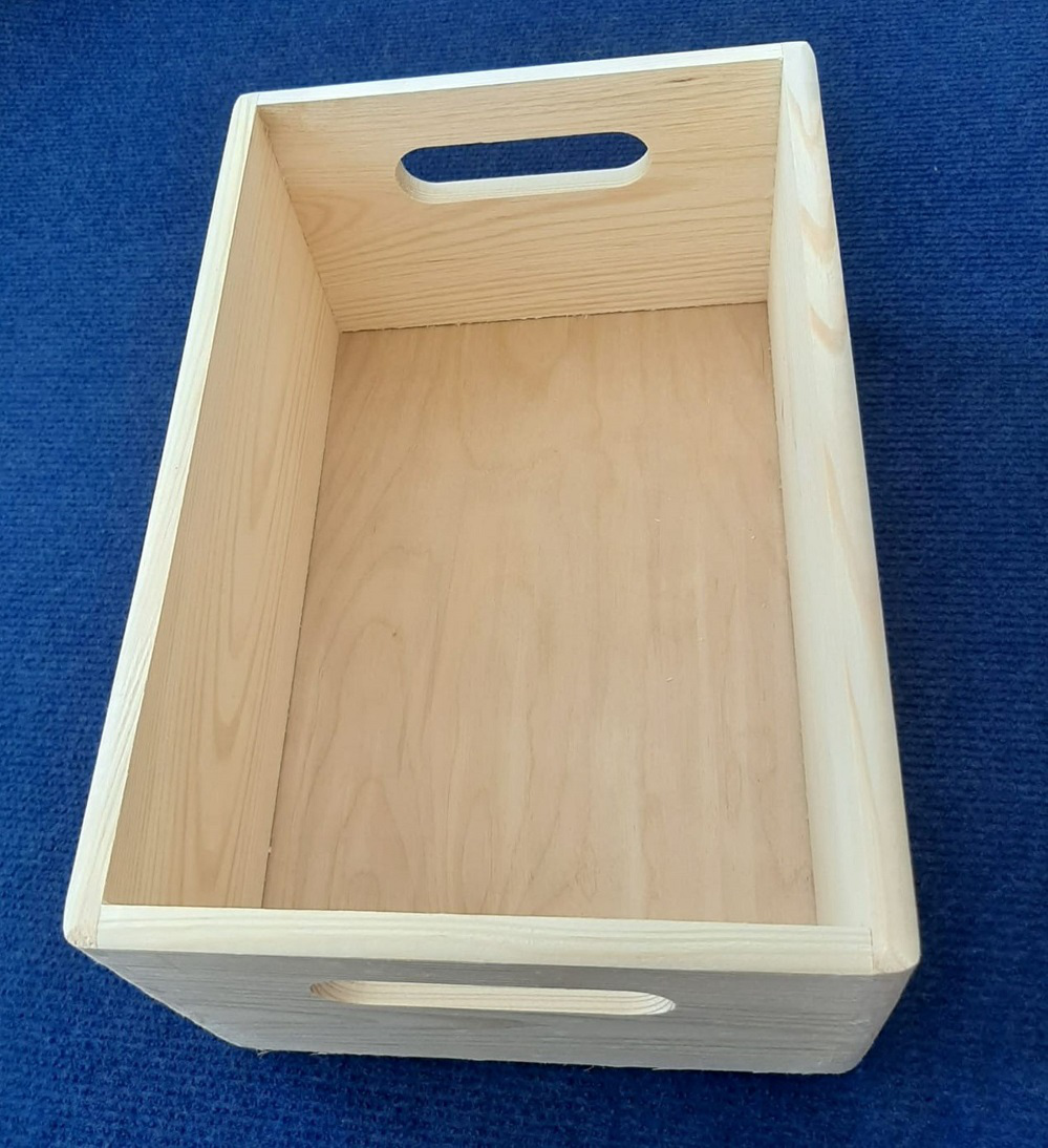Lidless Wooden Storage Box with Handles and Dividers - Inside