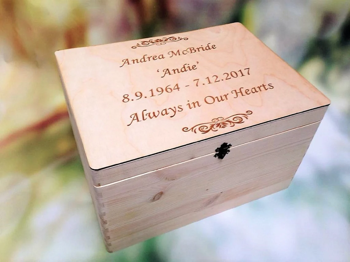Personalised Large Funeral Wooden Memory Box