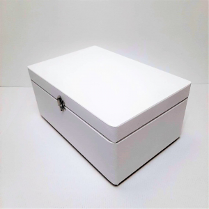 White Painted Wooden Storage Box - Small -30cm x 20cm x 13cm
