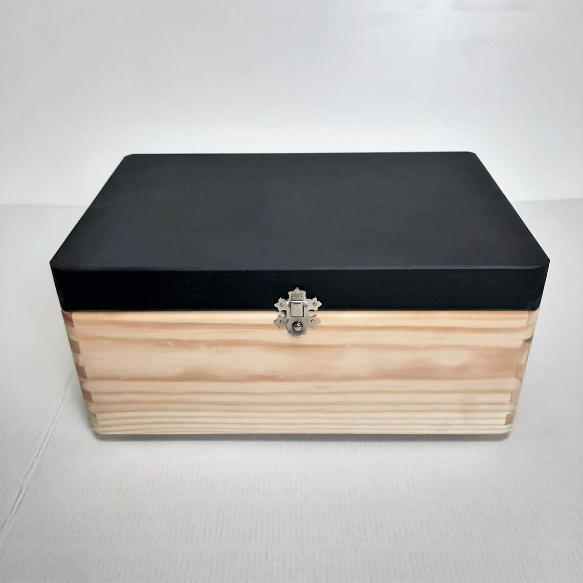 Wooden Storage Box With Chalk Painted Lid - 30cm x 20cm x 13cm