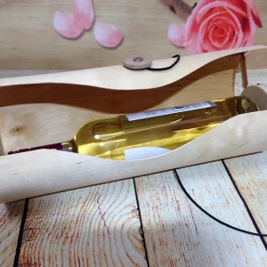 Rounded Wooden Wine Box for 1 Bottle