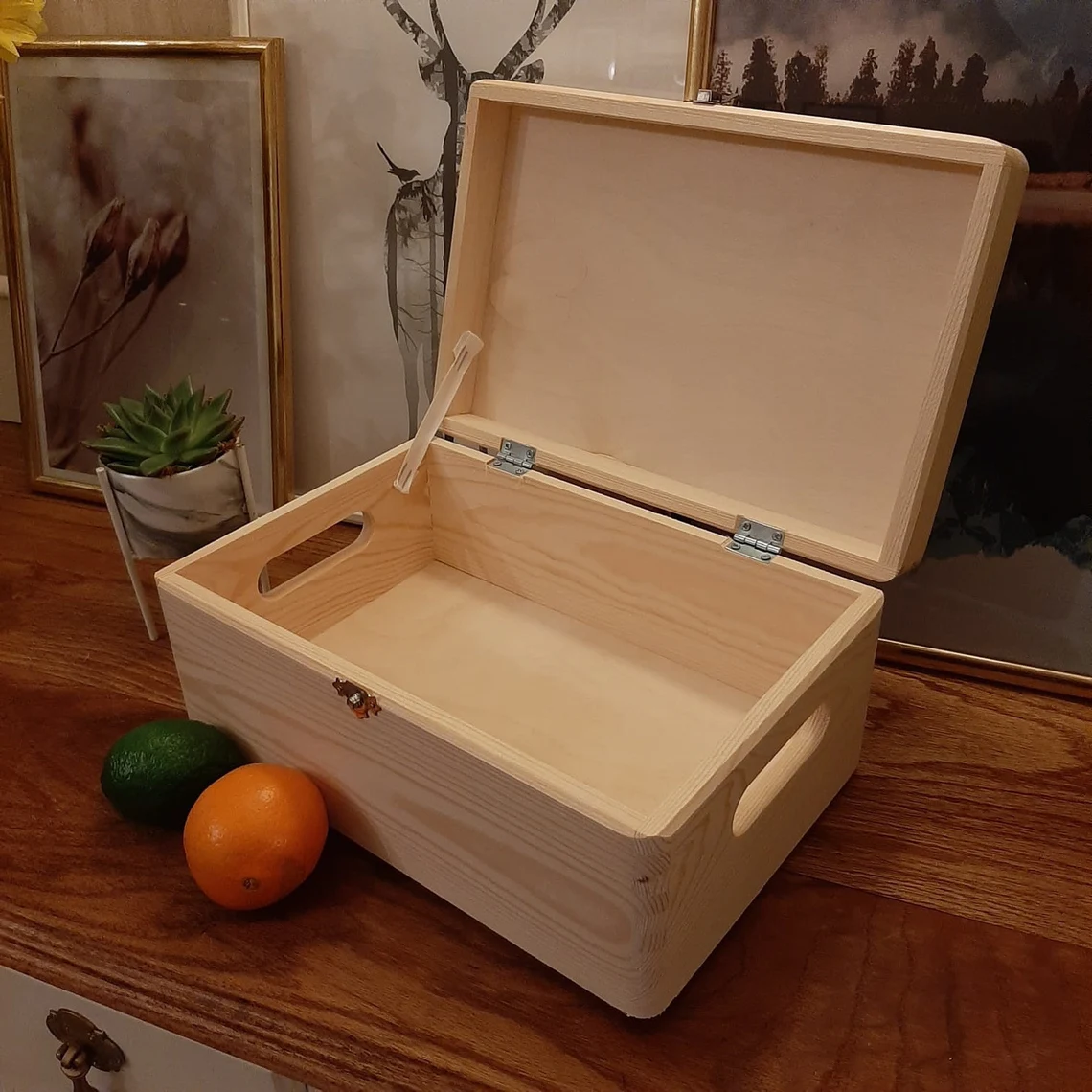 Wooden Unpainted Box - Open