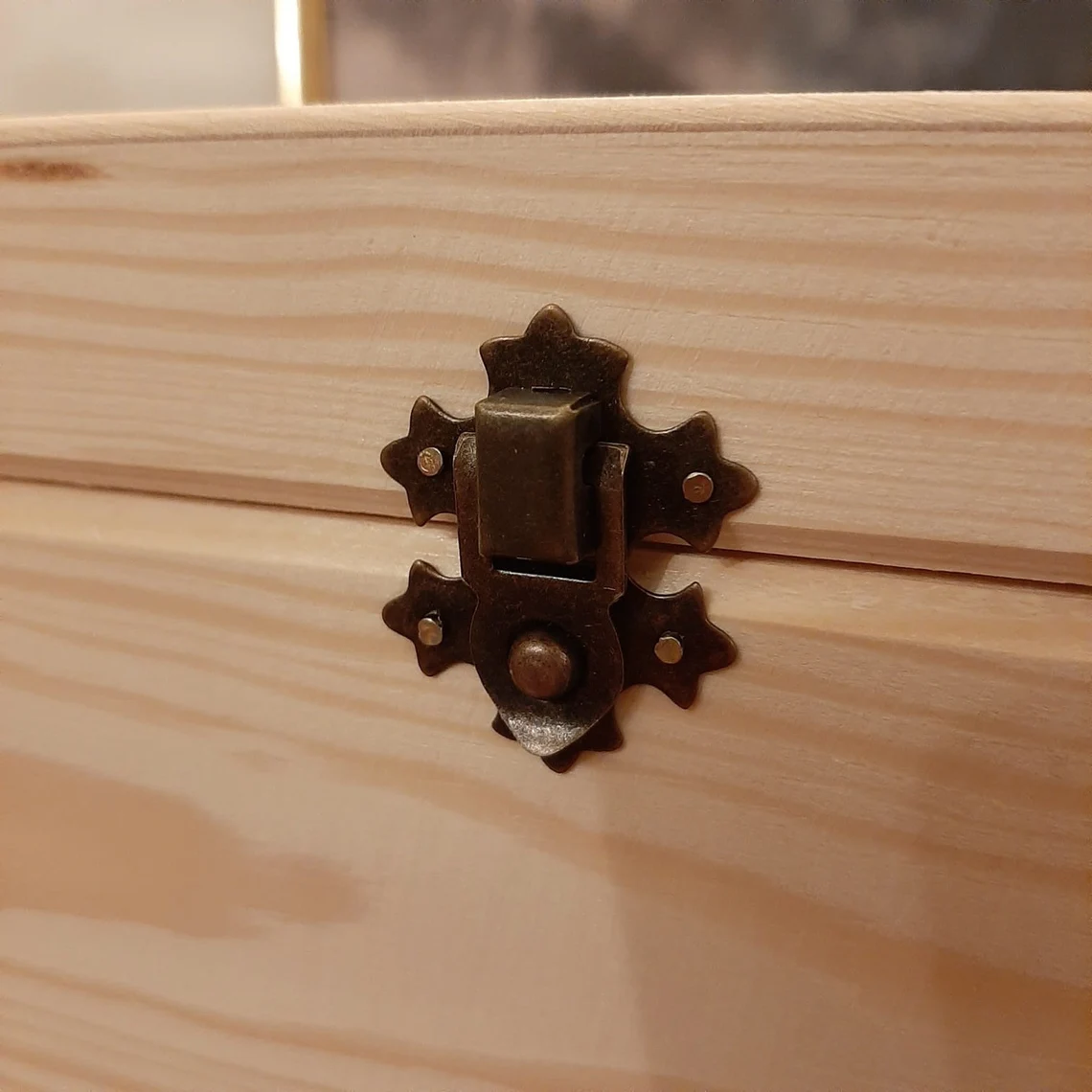 Wooden Unpainted Box - Vintage Clasp