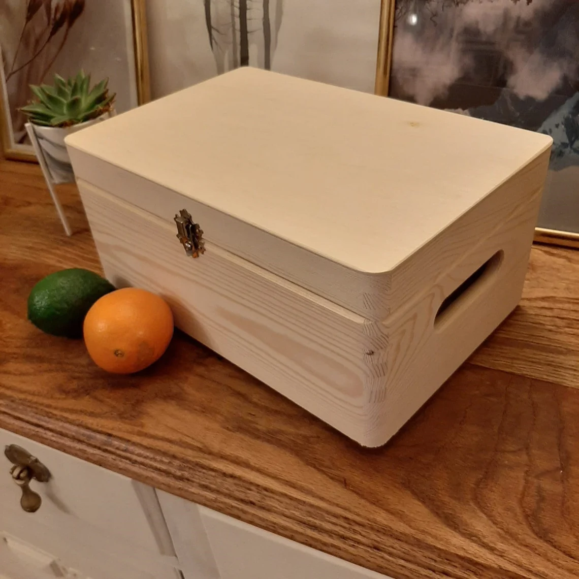Wooden Unpainted Box - With Handles