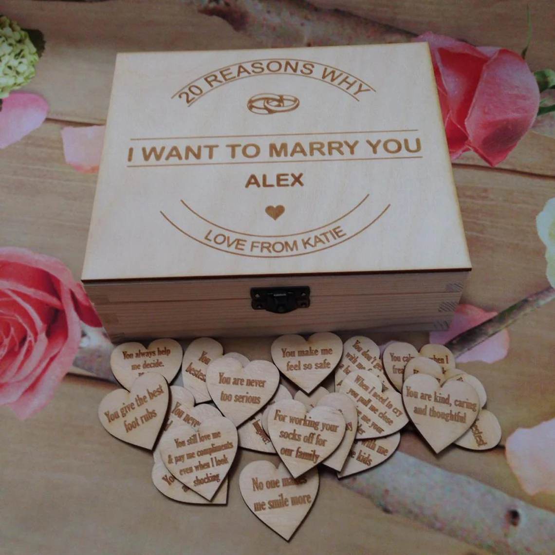 20 Reasons Why I Want to Marry You Wooden Box