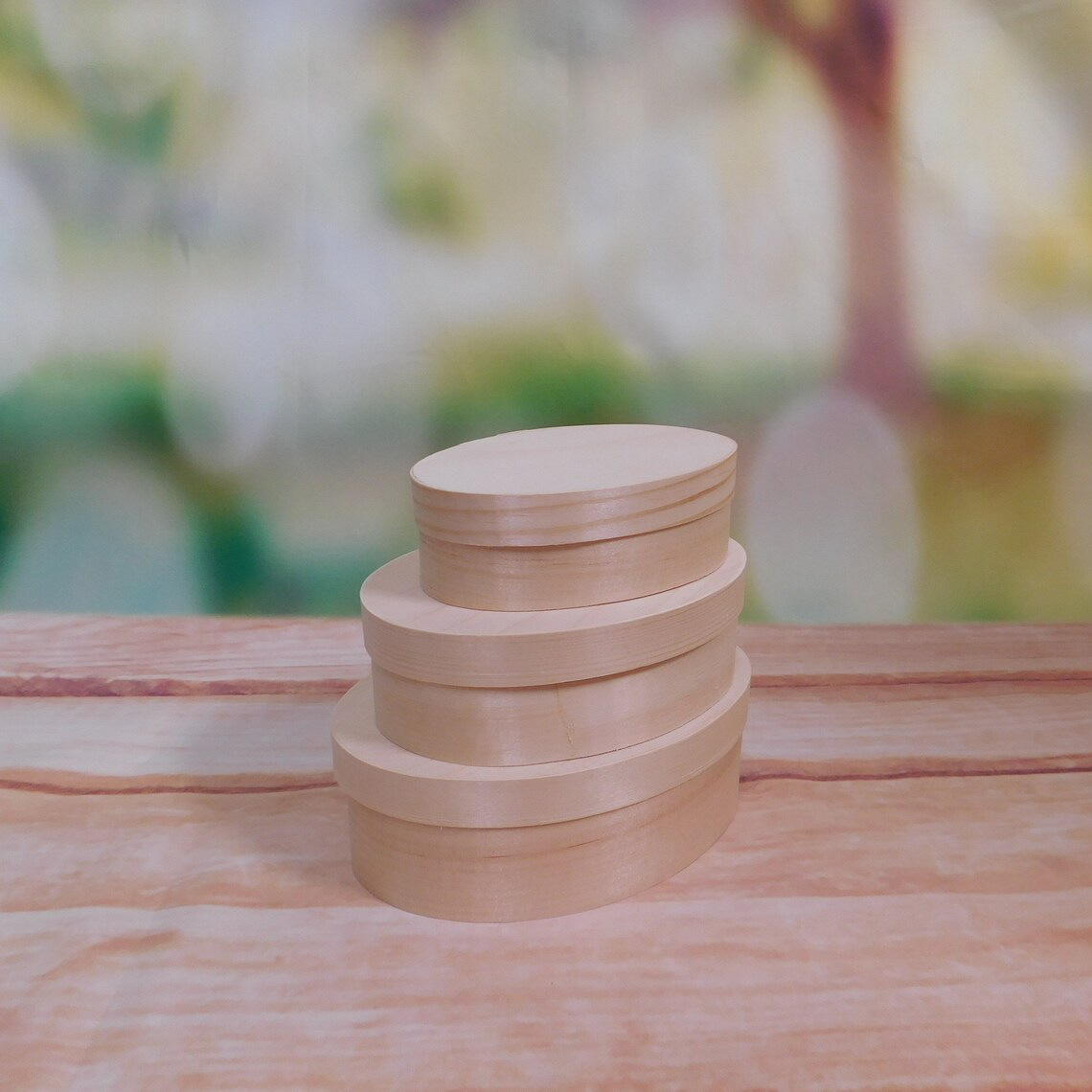 3in1 Wooden Set Of Plain Oval Boxes