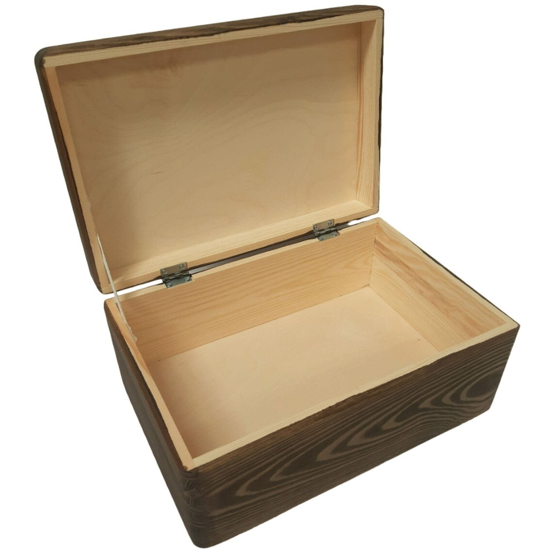 Brown Painted Wooden Storage Box - Hinges