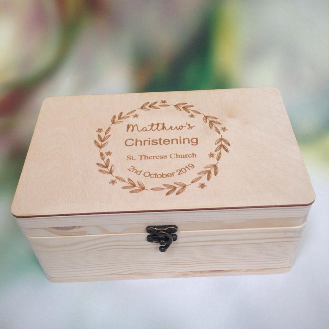 Custom Named Wooden Box - Christening