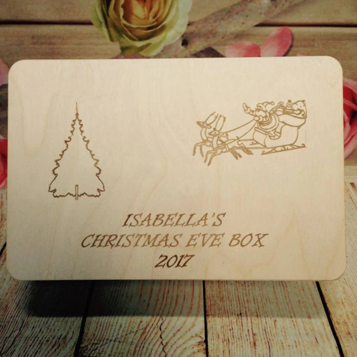 Customised Natural Wooden Christmas Eve Box