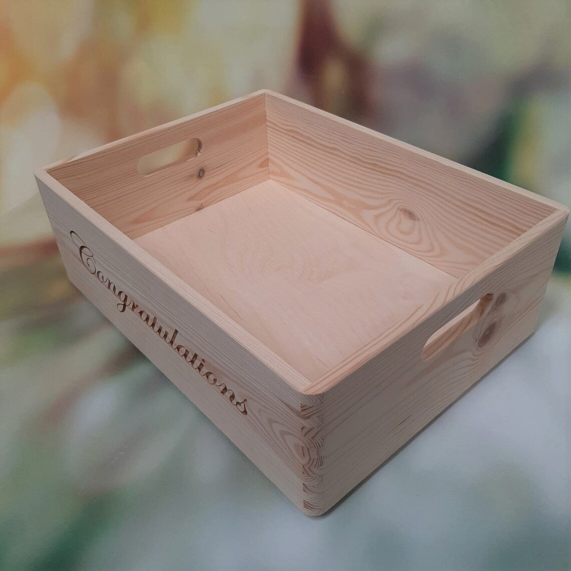 Customised Natural Wooden Crate - Inside