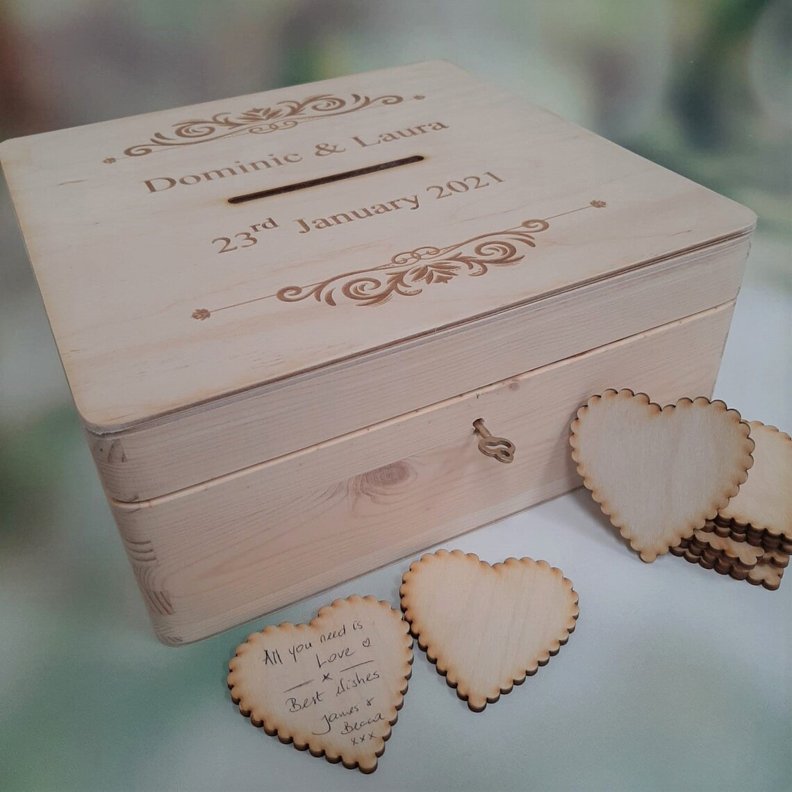 Customised Wooden Wedding Card Box - Example
