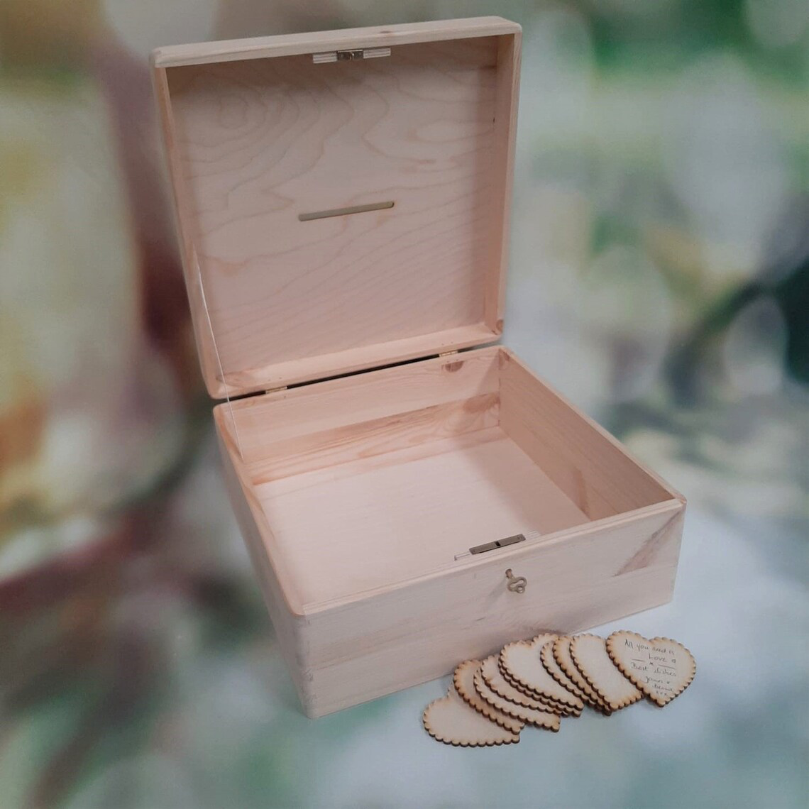 Customised Wooden Wedding Card Box - Inside