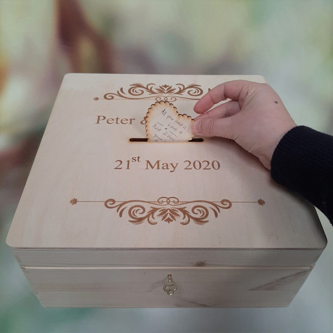 Customised Wooden Wedding Card Box - Usage Example