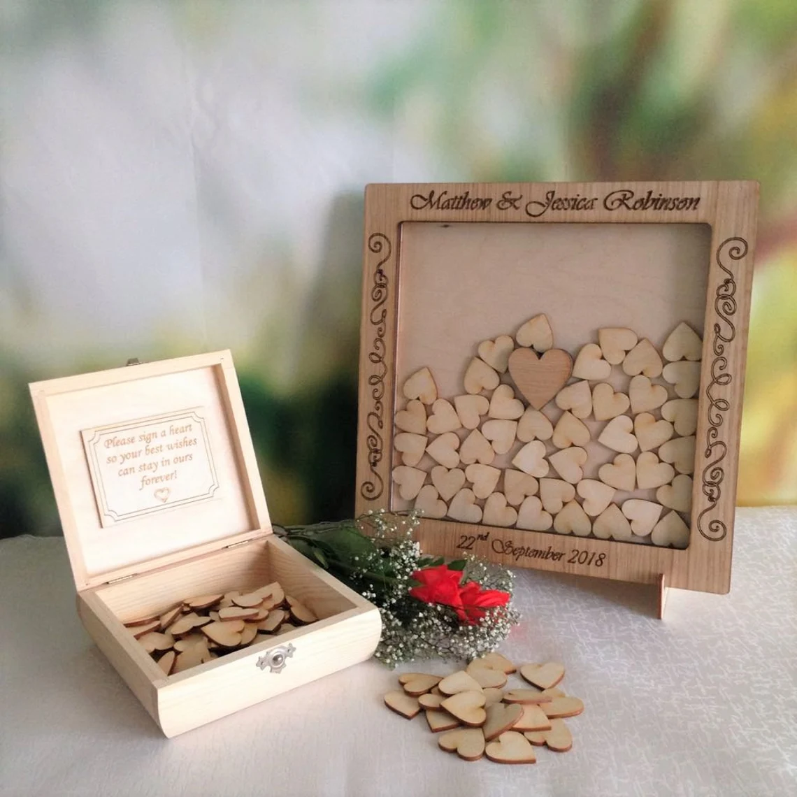 Customised Wooden Wedding Guest Book Drop Box