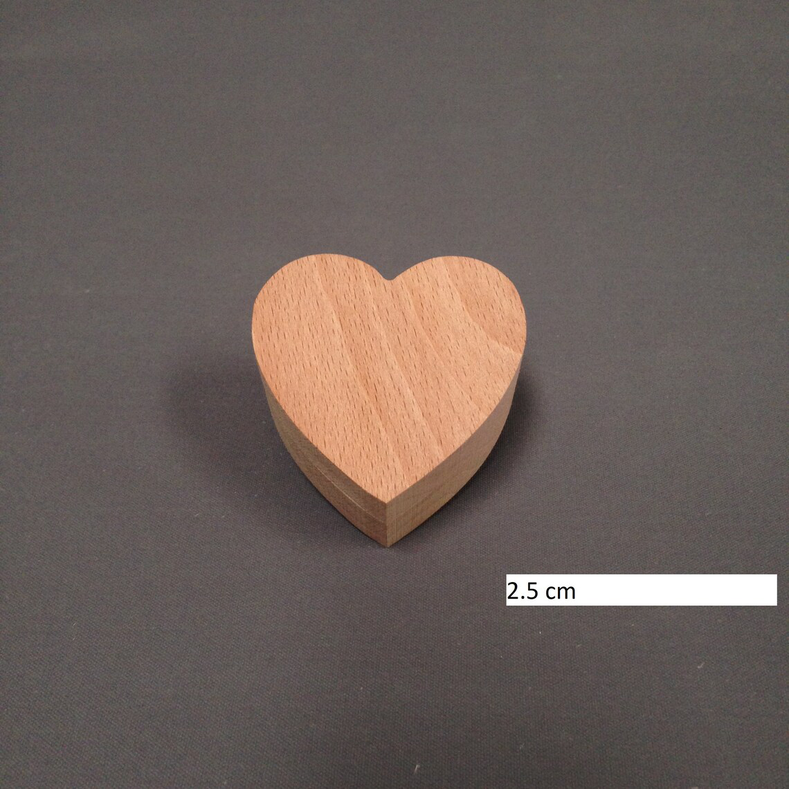 Heart Shaped Wooden Ring Box - 2.5cm