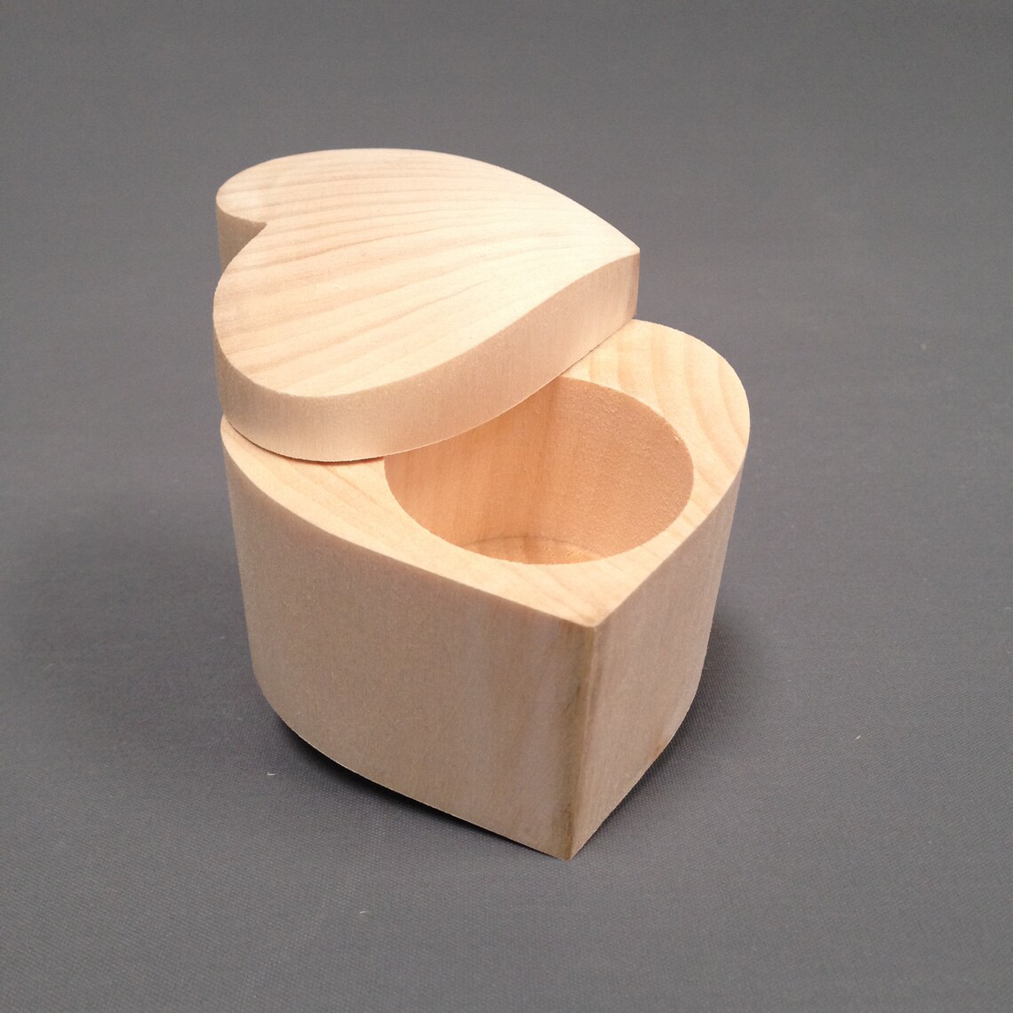 Heart Shaped Wooden Ring Box - Close Up