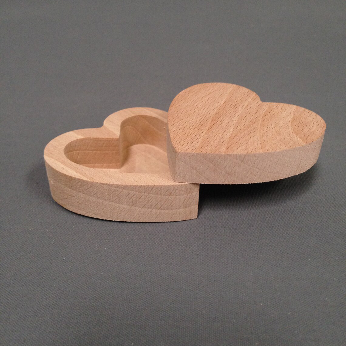 Heart Shaped Wooden Ring Box - Inside