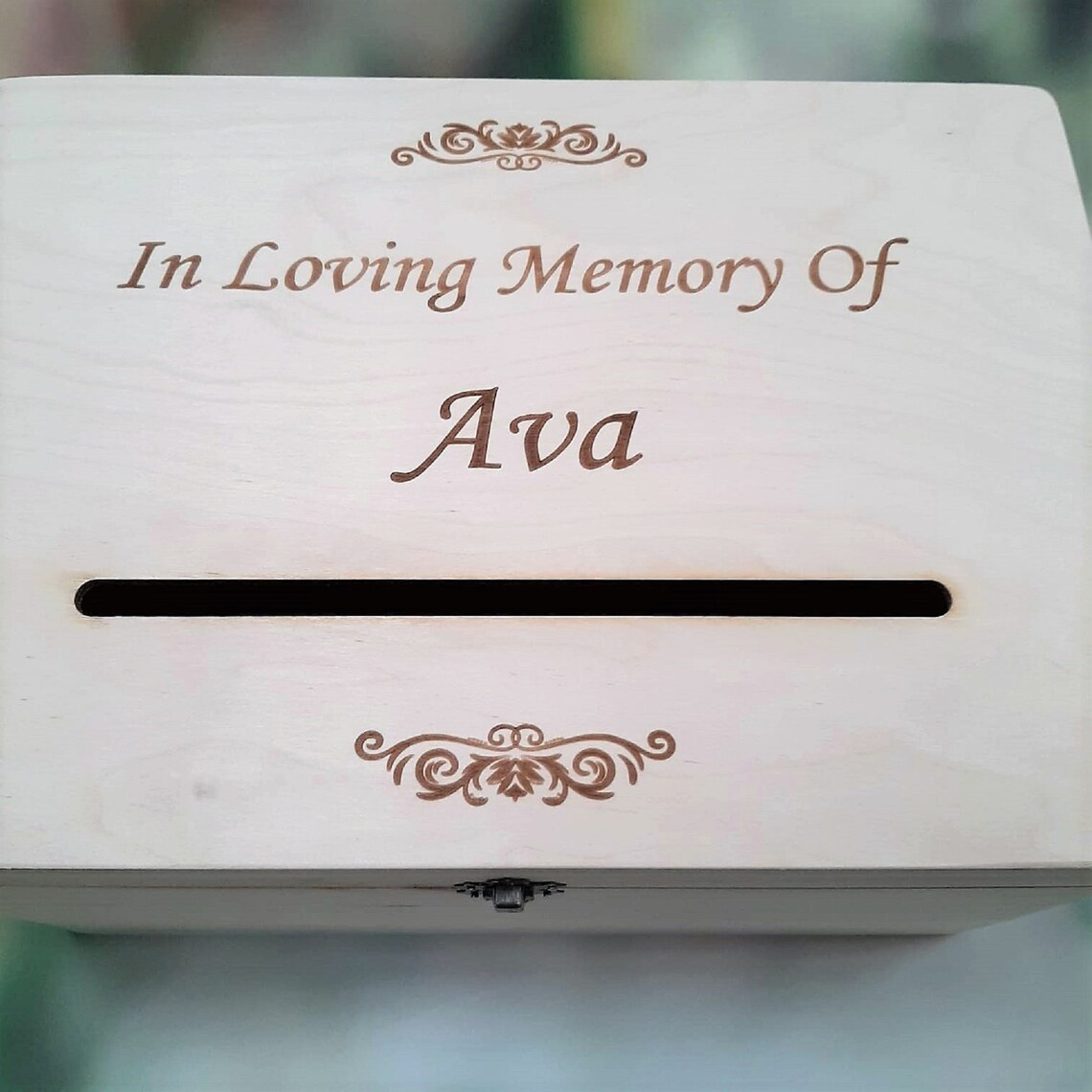 Large Funeral Post Box with Slot - Engraving