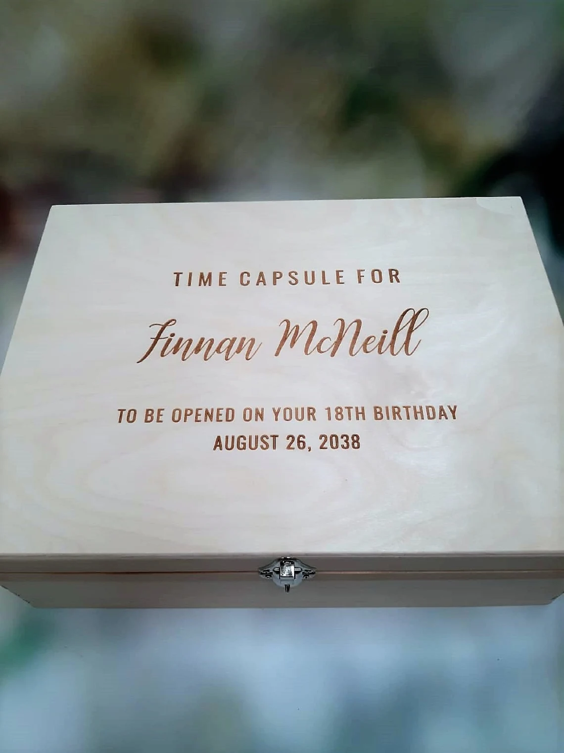 Large Personalised Time Capsule Wooden Box - Engraving