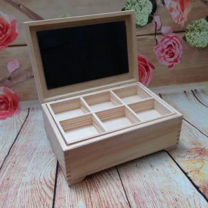 Large Unpainted Wooden MakeUp Jewellery Box With Mirror