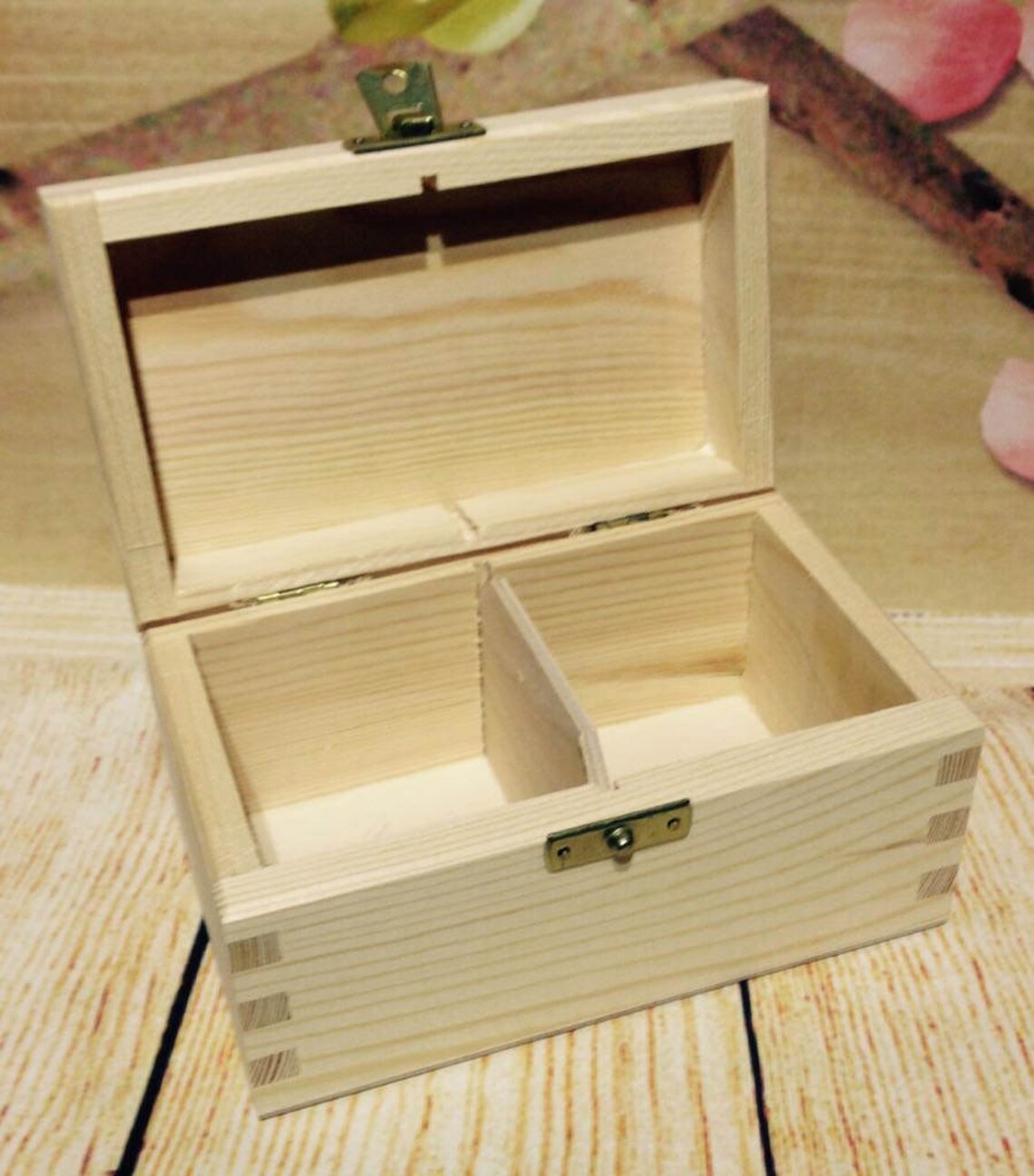 Laser Engraved Wooden Tea Bag Box with Compartments - 2 Compartments