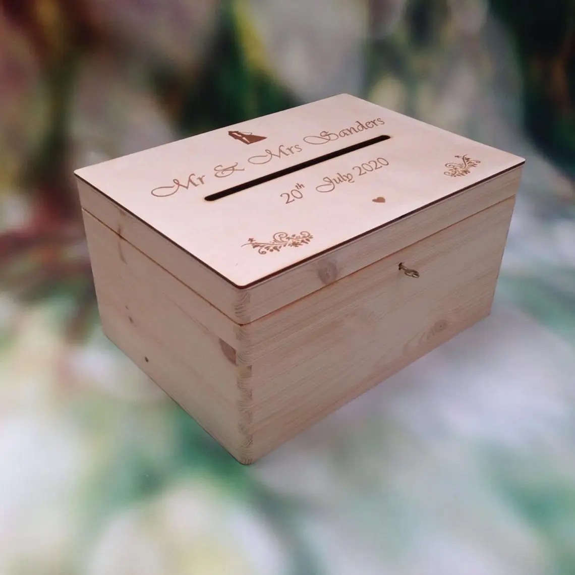 Lockable Wedding Guests Wooden Post Box With Slot
