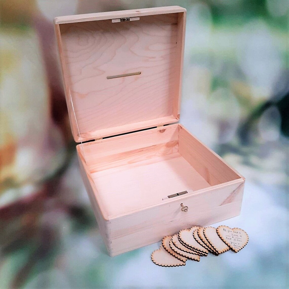 Lockable Wooden Wedding Card Box - Inside