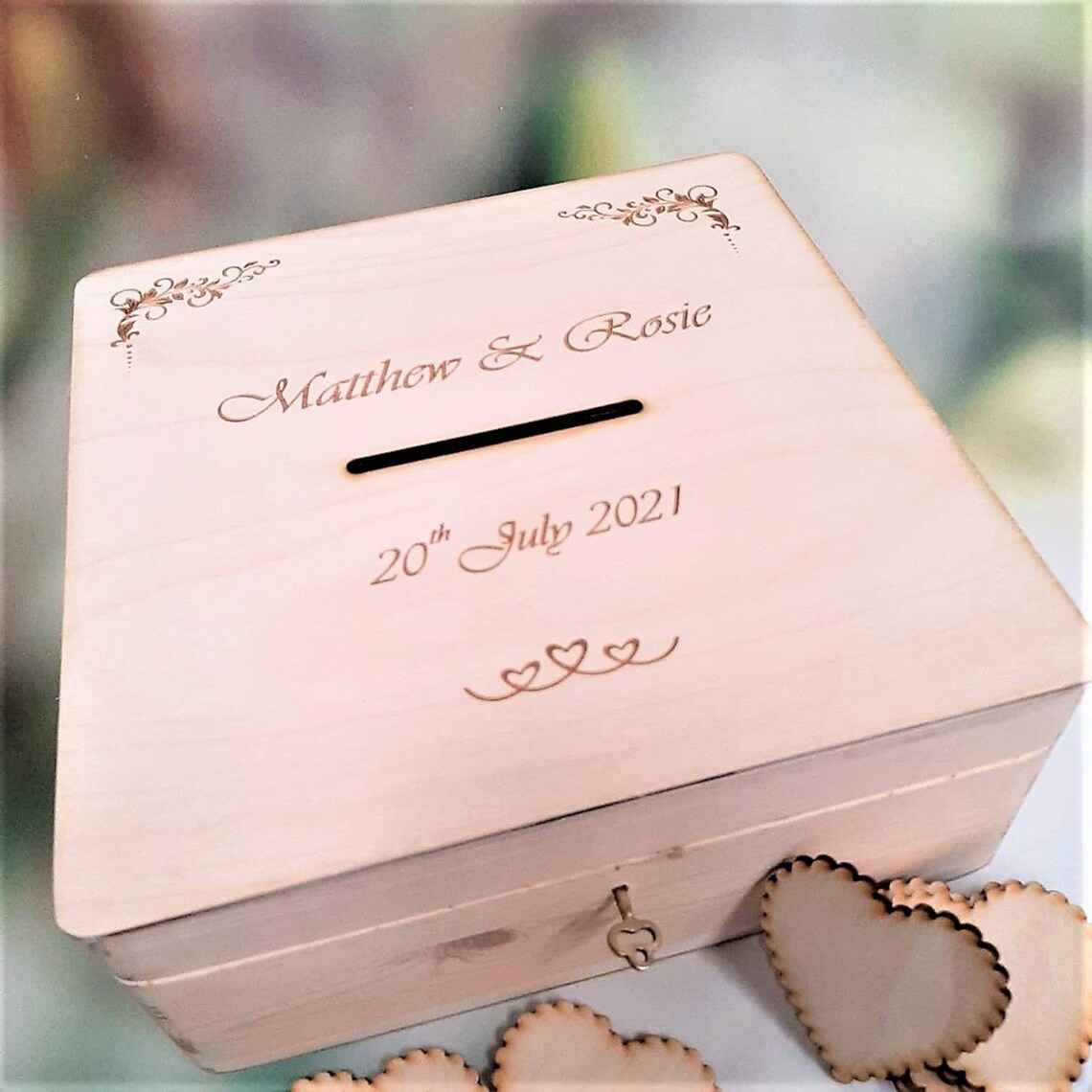 Lockable Wooden Wedding Card Box