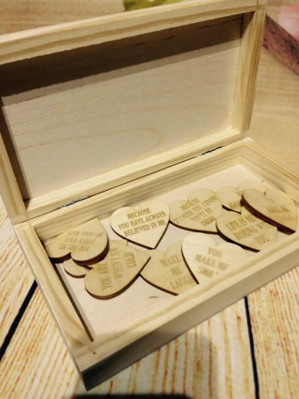 Personalised Reasons Why Wooden Box - Inside