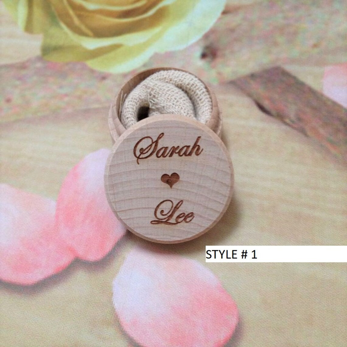 Personalised Small Wooden Wedding Ring Box - Style 1