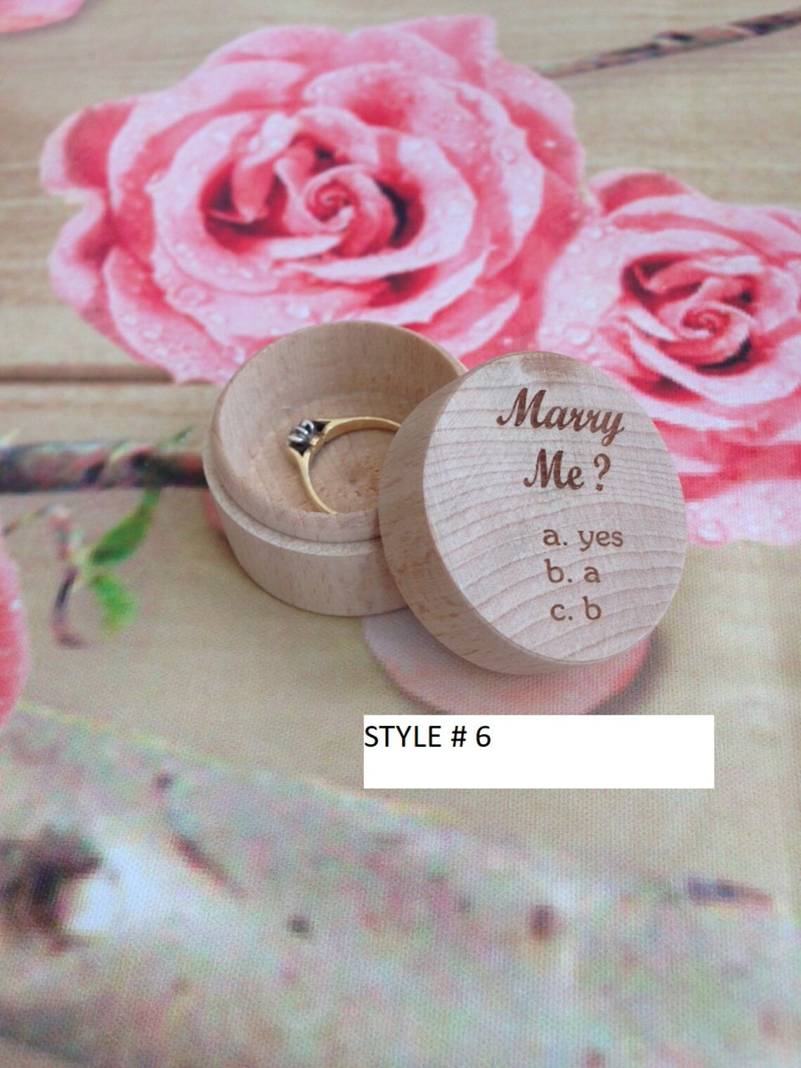 Personalised Small Wooden Wedding Ring Box - Style 6