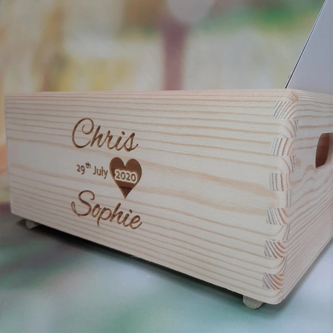 Personalised Wedding Card Crate - Side View