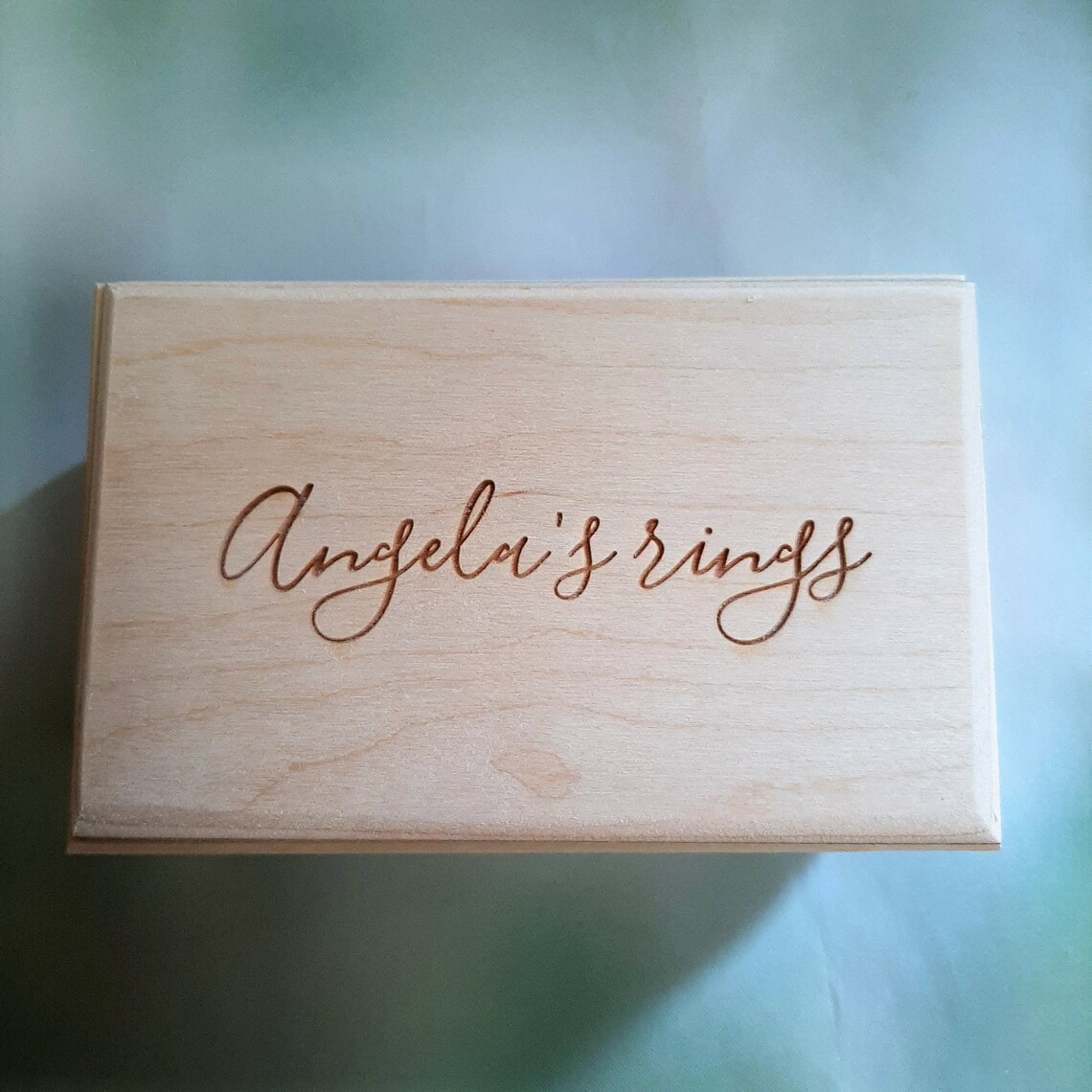 Personalised Wooden Box With Lid - Angela - Close Up