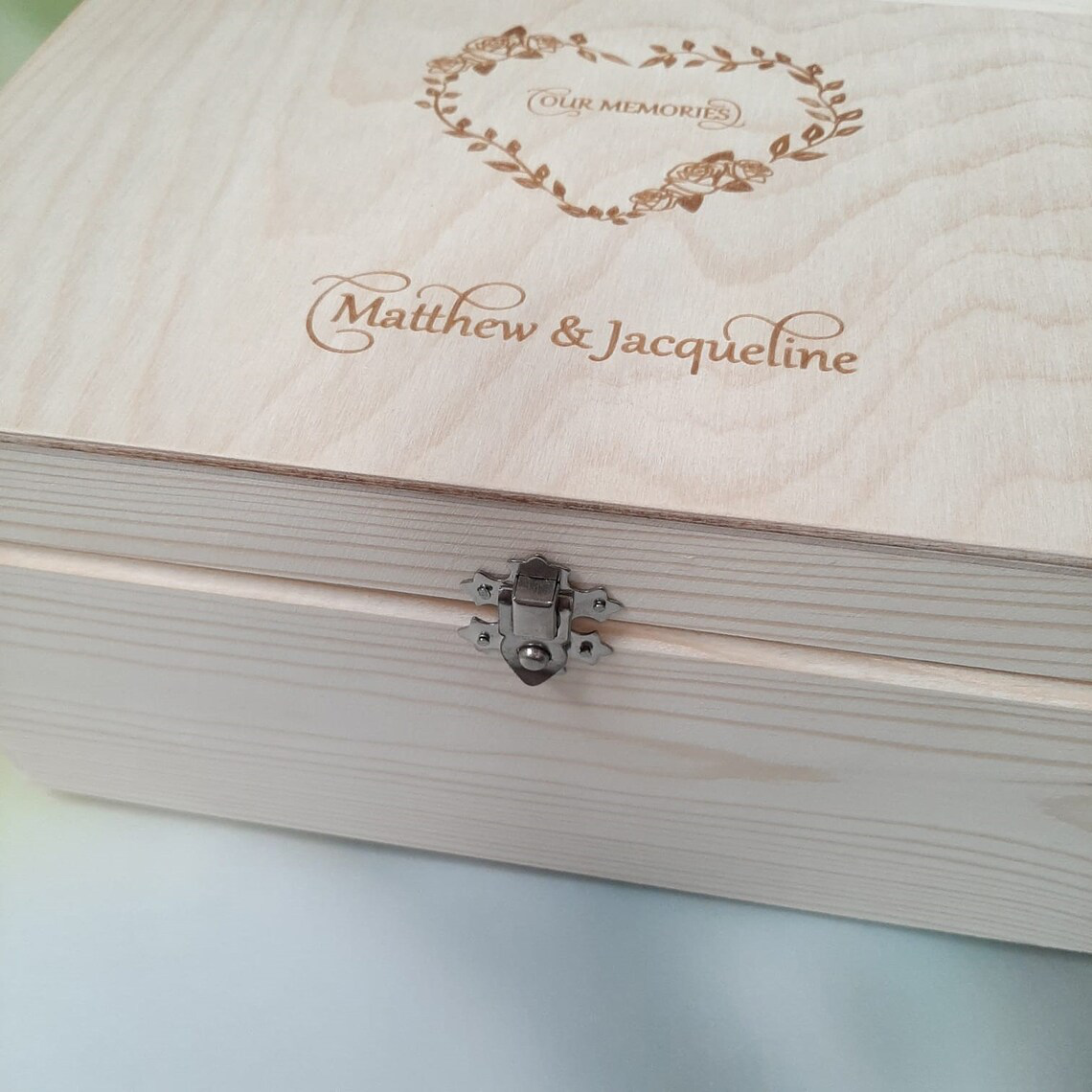 Personalised Wooden Memory Box - Clasp