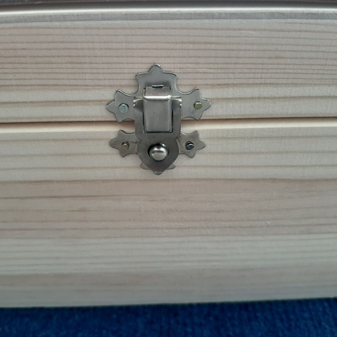 Personalised Wooden Storage Box Sewing Case With Clasp - Clasp Close Up
