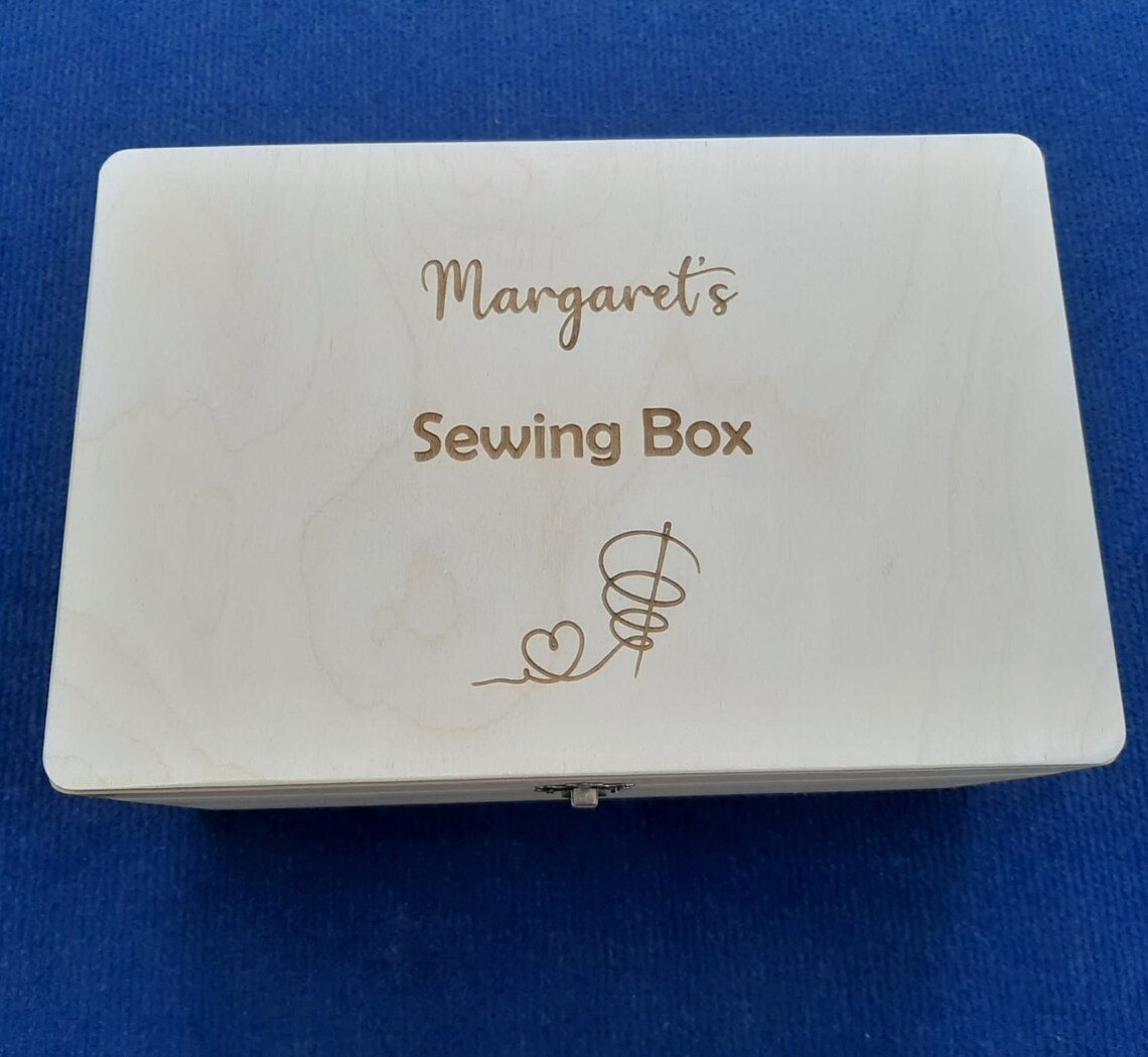 Personalised Wooden Storage Box Sewing Case With Clasp