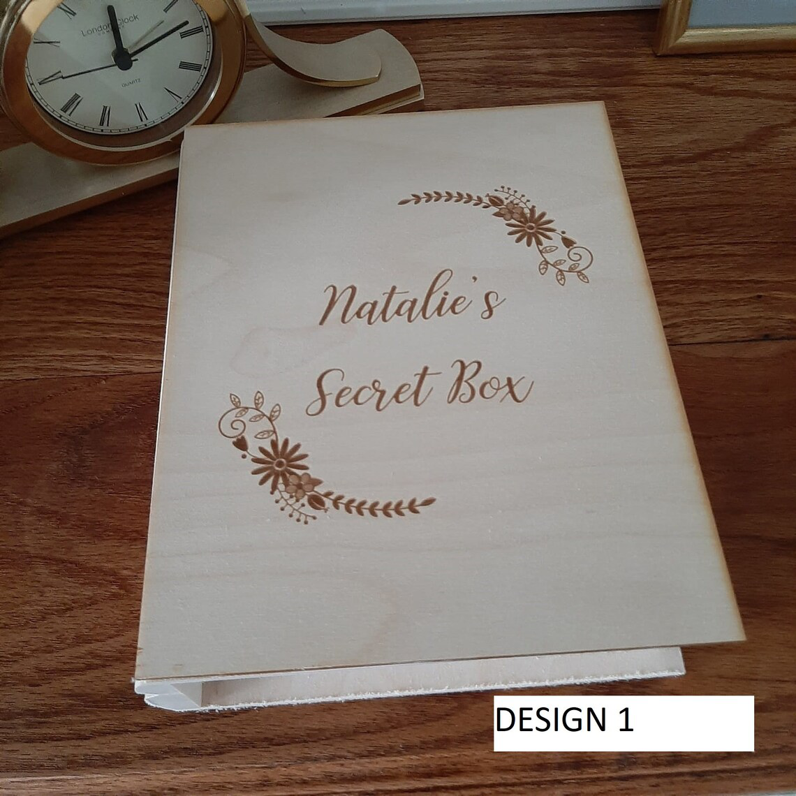 Personalized Wooden Book Shaped Box - DESIGN 1