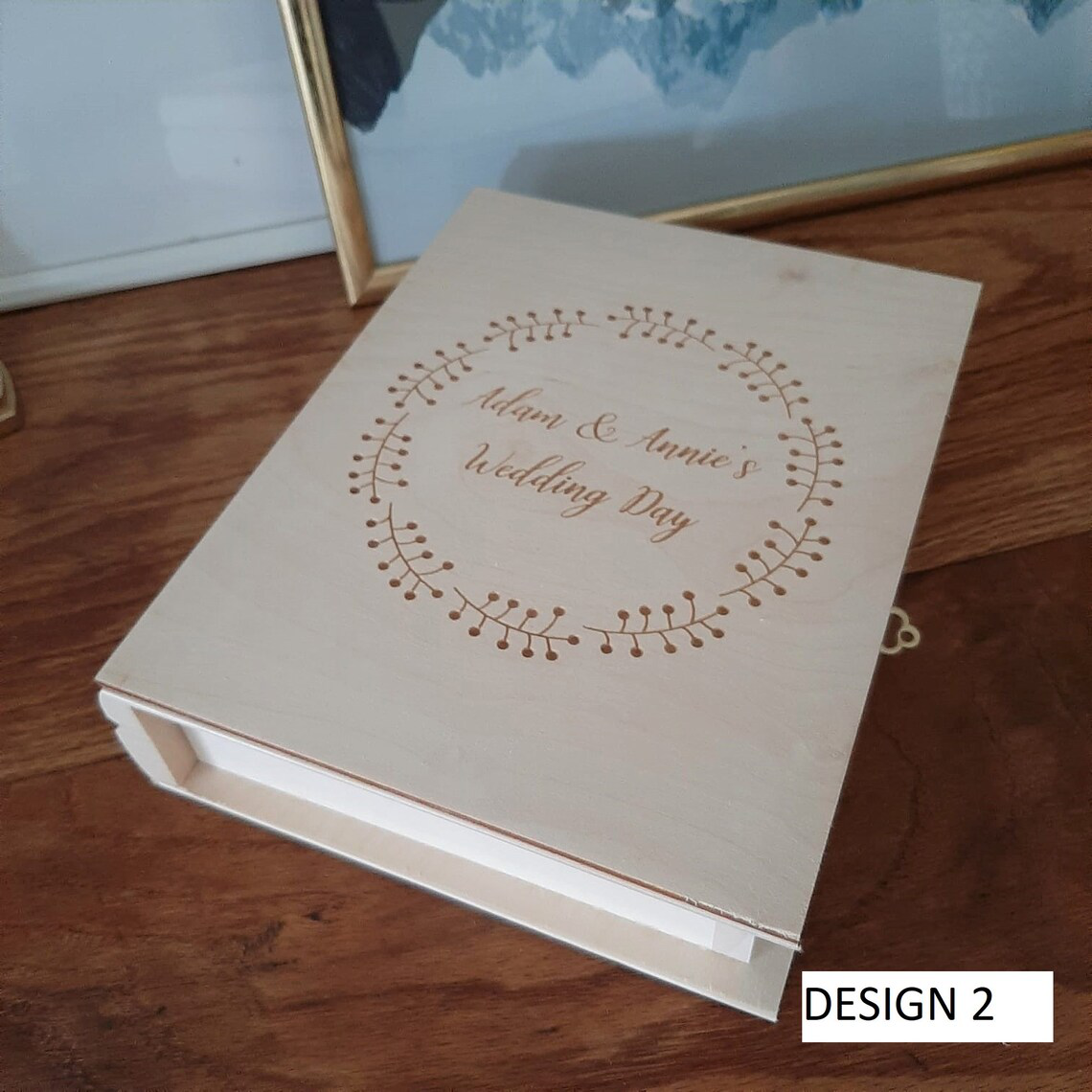 Personalized Wooden Book Shaped Box - DESIGN 2