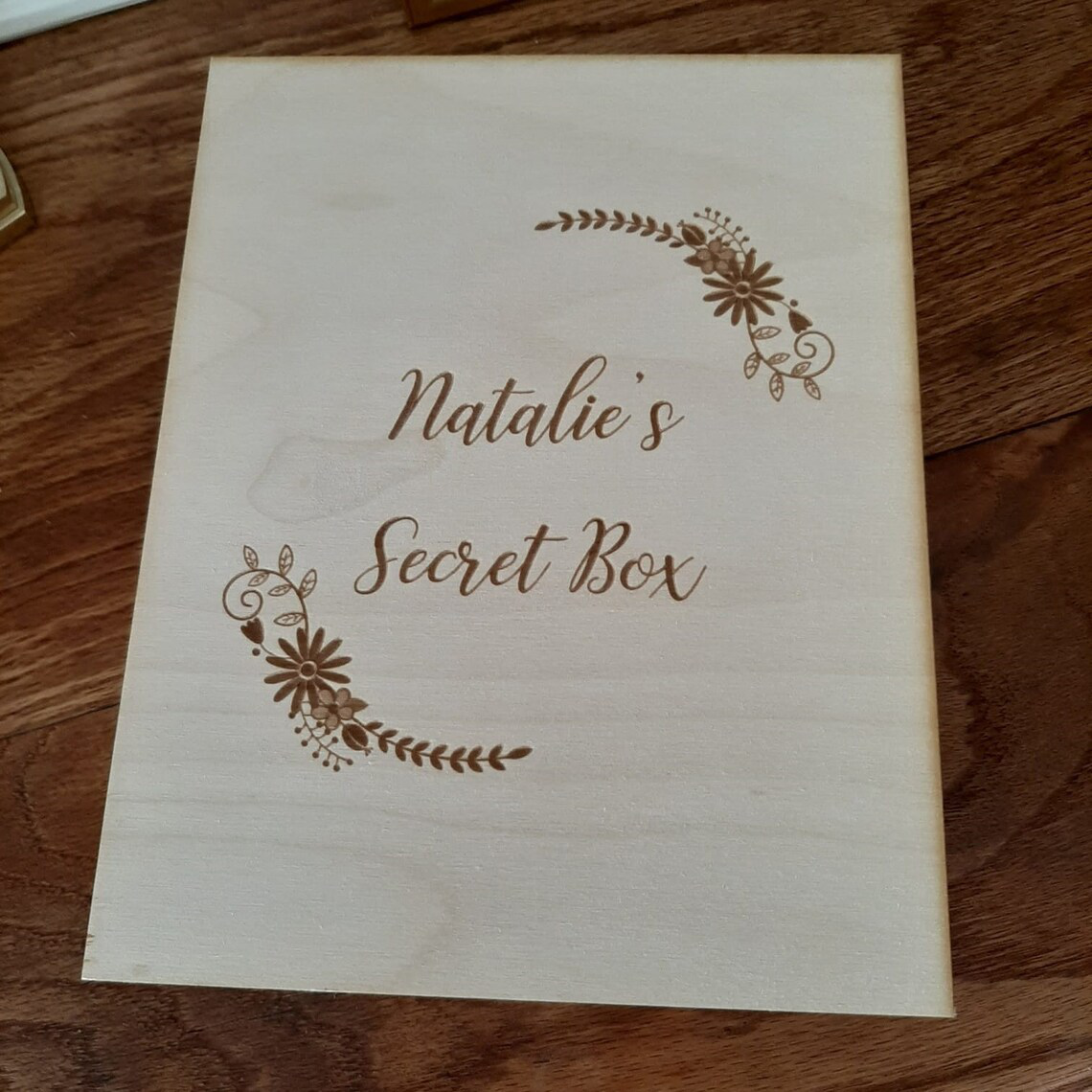 Personalized Wooden Book Shaped Box - Top View