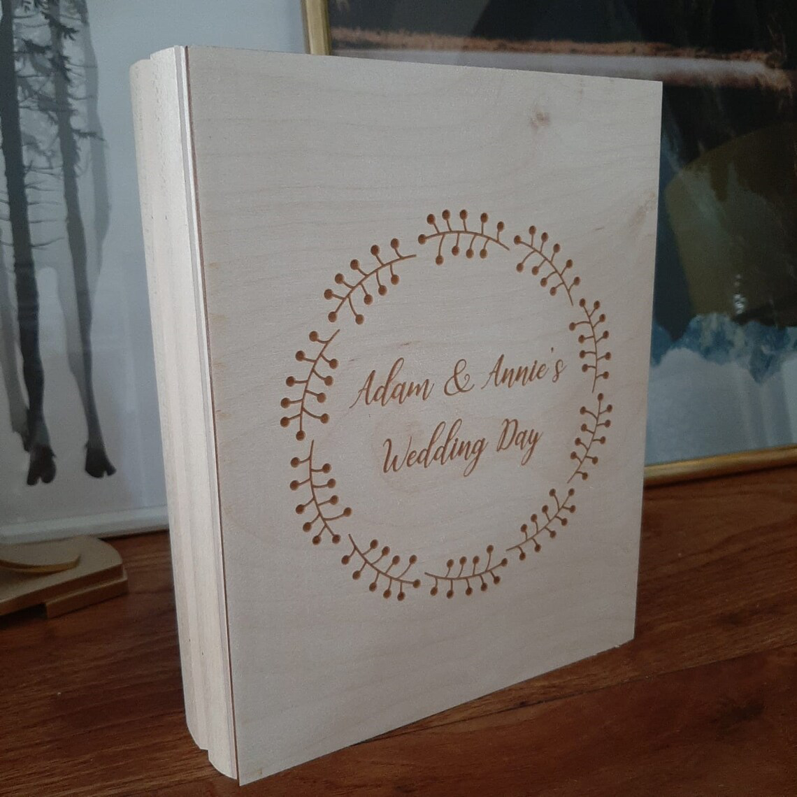 Personalized Wooden Book Shaped Box