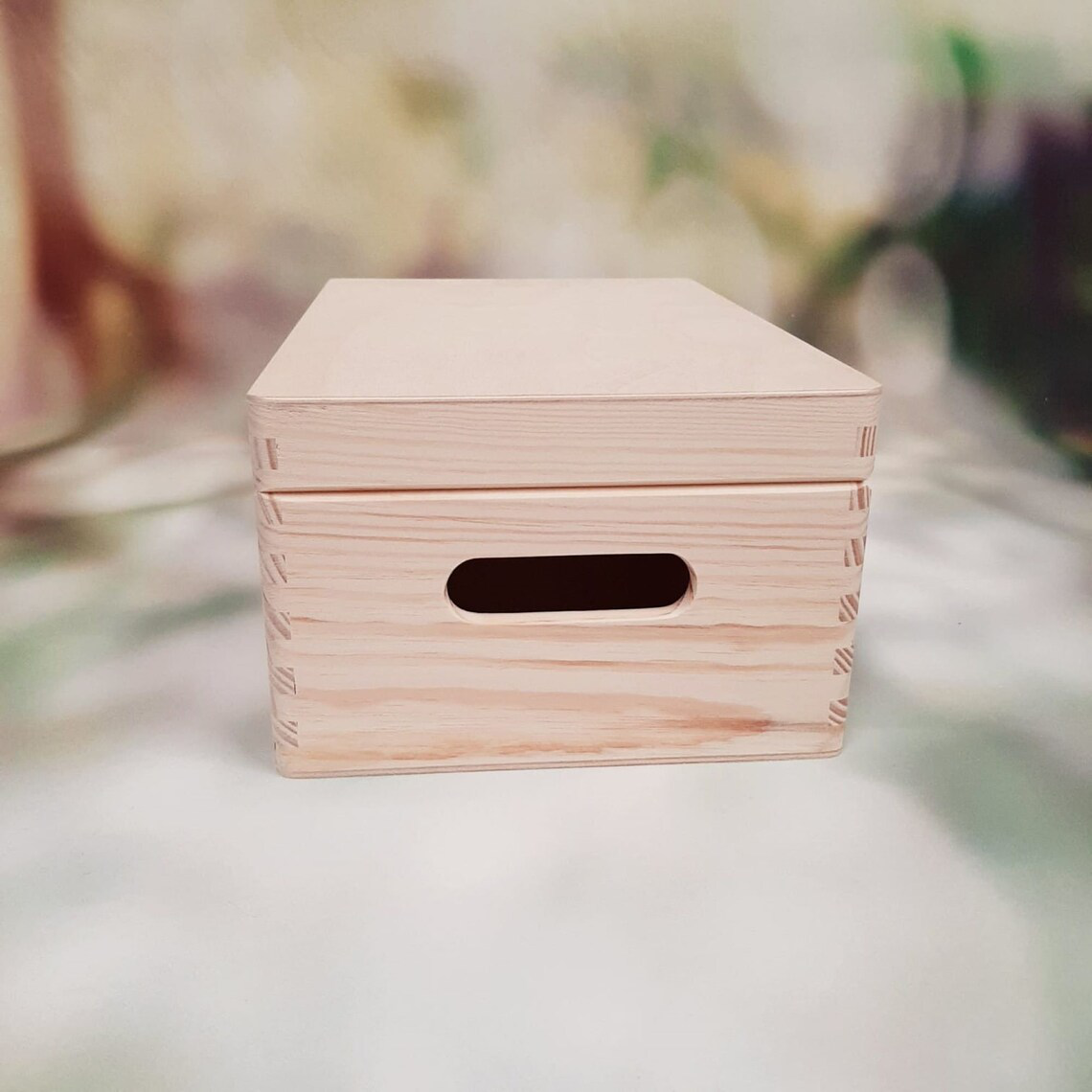 Plain Wooden Box With Or Without Handles - Handle Side View