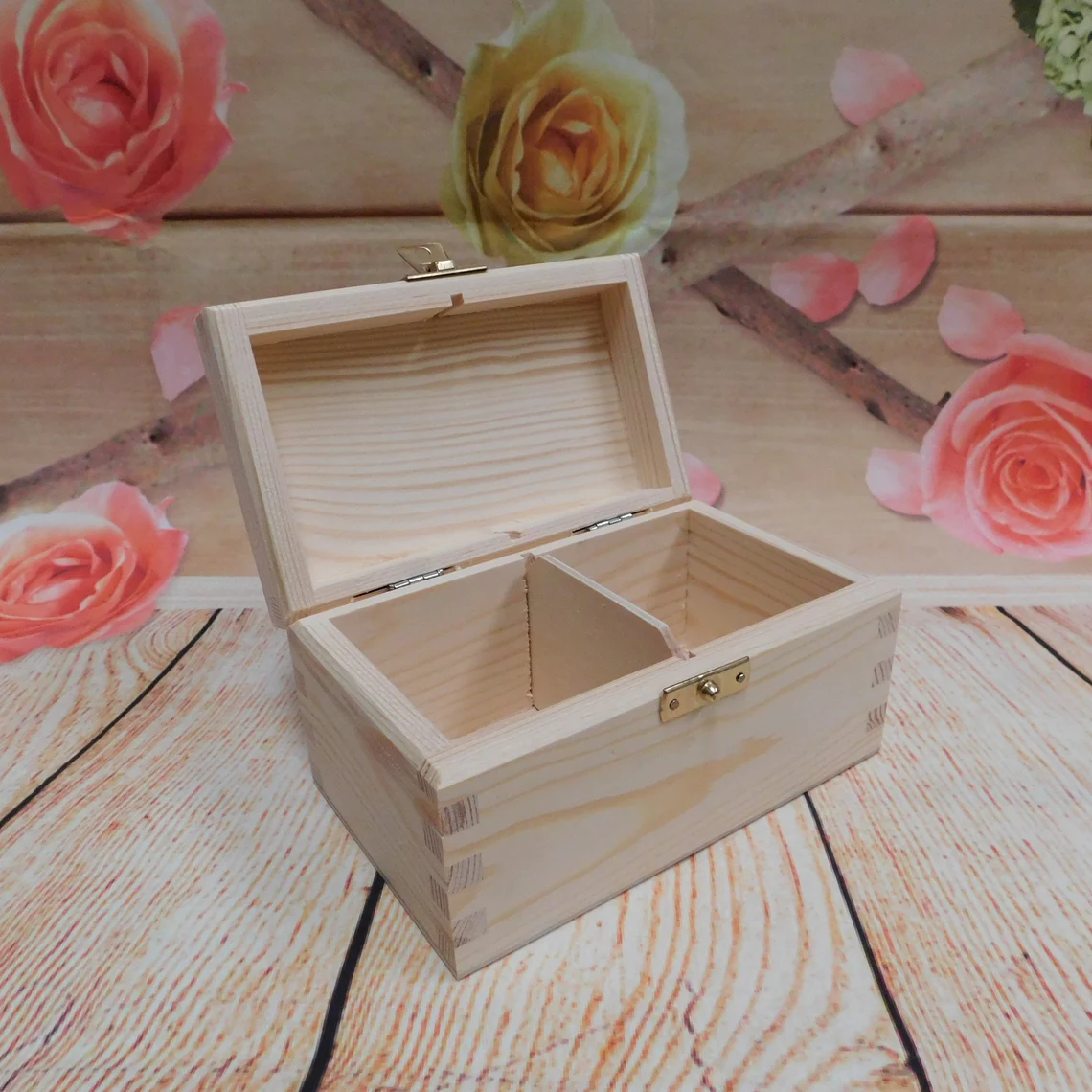 Plain Wooden Small Box with Lid and Clasp