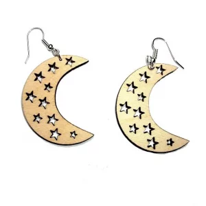 Plain Wooden Star Earrings