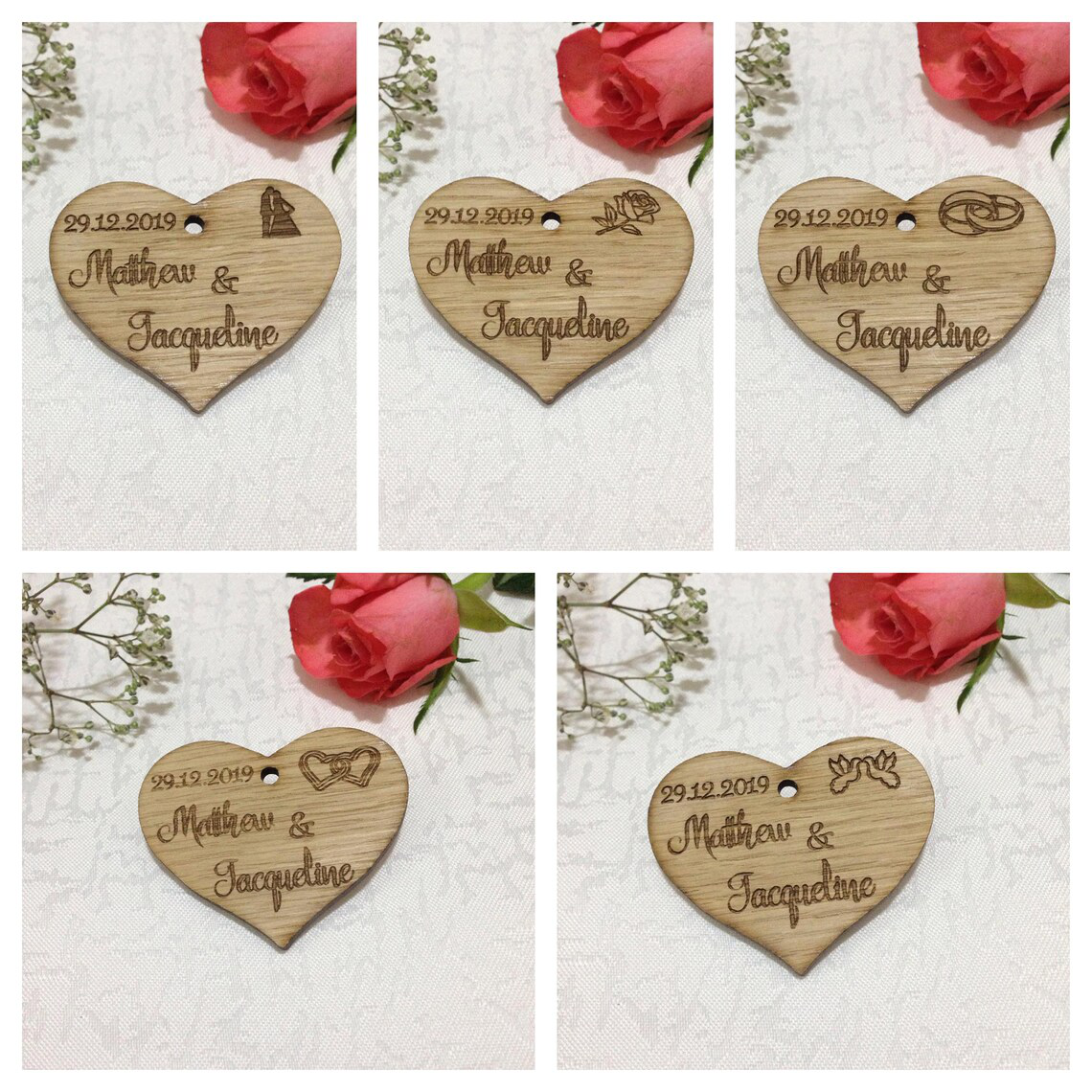 Rustic Wooden Heart Save the Date Magnet