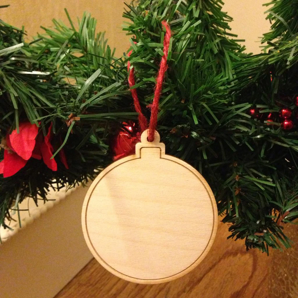 Set of Wooden Christmas Baubles - Other Side