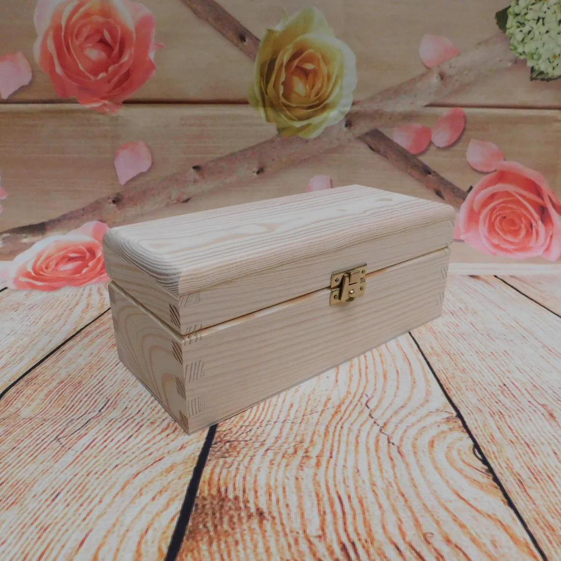 Untreated Wooden Section Box With 3 Compartments