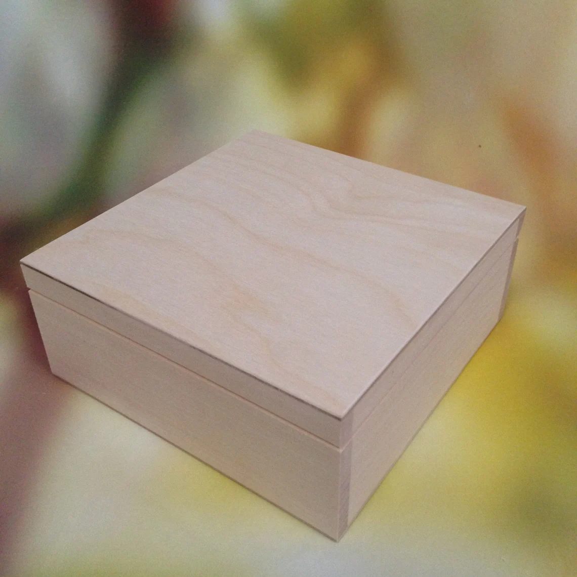Untreated Wooden Square Box
