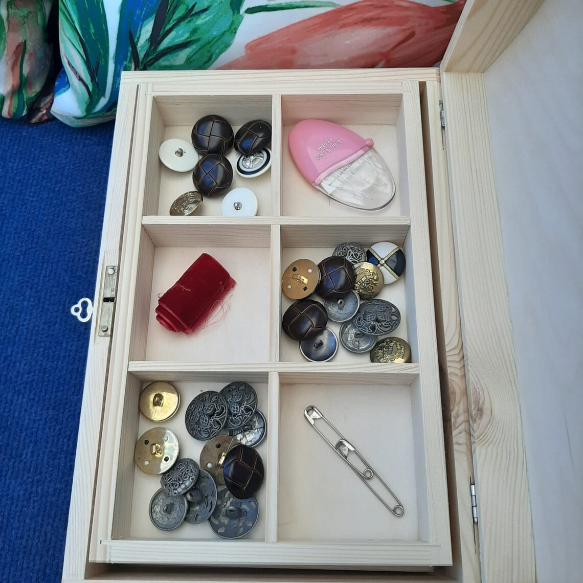 Wooden Storage Box with Trays - Top View